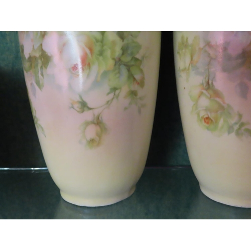 658 - Pair of Continental Porcelain Vases Floral Motifs and Another Three Items in Lot Tallest Approximate... 