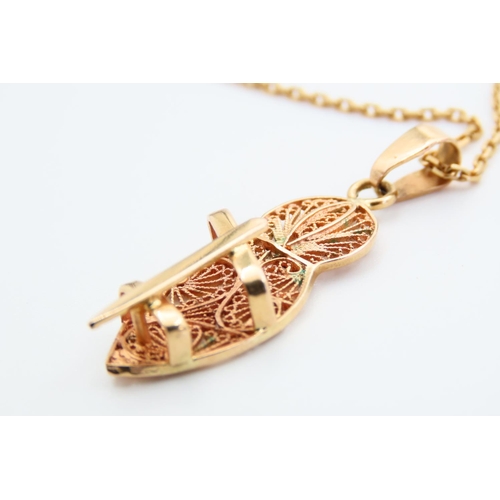 66 - 9 Carat Yellow Gold Pendant Necklace Chain 50cm Long Pendant 4cm High Attractively Detailed