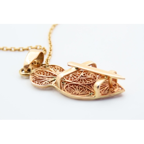 66 - 9 Carat Yellow Gold Pendant Necklace Chain 50cm Long Pendant 4cm High Attractively Detailed