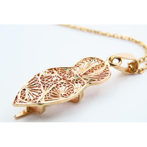 66 - 9 Carat Yellow Gold Pendant Necklace Chain 50cm Long Pendant 4cm High Attractively Detailed