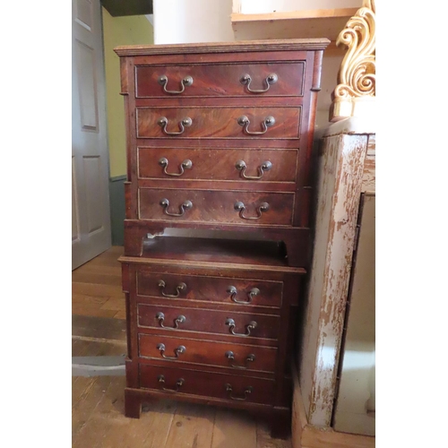 663 - Pair of Figured Mahogany Neat Form Chests Each Four Drawers Above Bracket Supports 24 Inches Wide x ... 