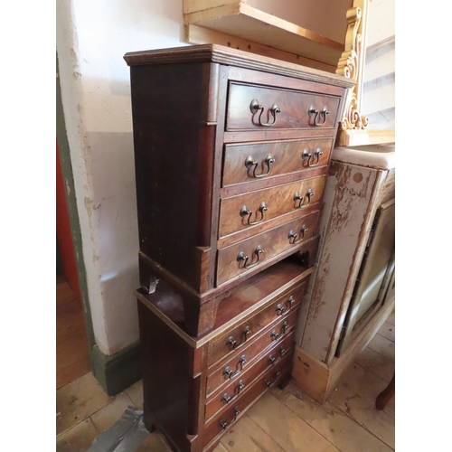 663 - Pair of Figured Mahogany Neat Form Chests Each Four Drawers Above Bracket Supports 24 Inches Wide x ... 