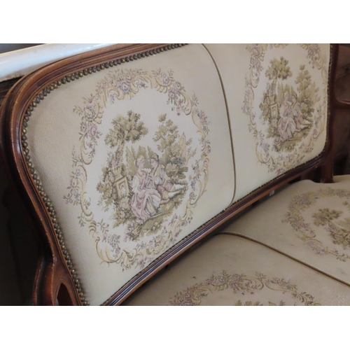 665 - Walnut Framed Needlepoint Upholstered Drawing Room Settee Approximately 4ft 4 Inches Wide