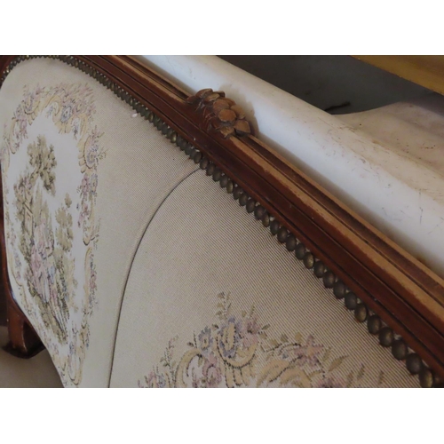 665 - Walnut Framed Needlepoint Upholstered Drawing Room Settee Approximately 4ft 4 Inches Wide