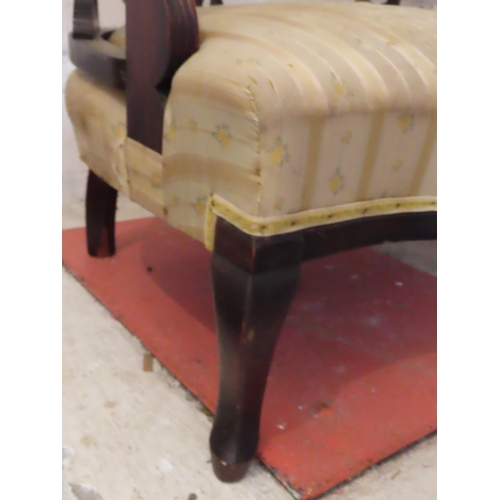 668 - Mahogany Framed Tub Drawing Room Armchair Cabriole Supports