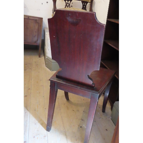 672 - Regency Mahogany Hall Chair Sabre Form Supports