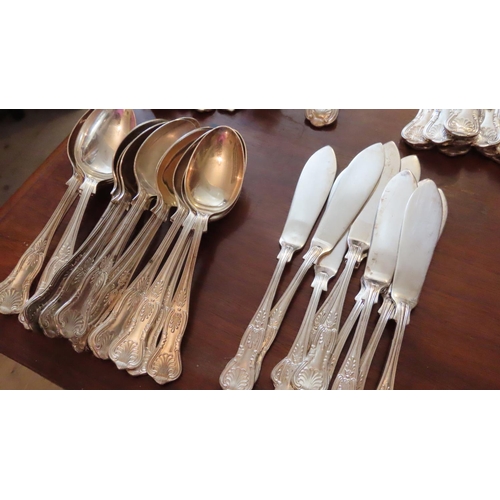 673 - Large Collection of Silver Plated Table Cutlery Natural Set Quantity as Photographed