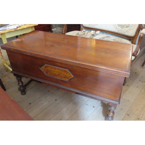 674 - Walnut Lift Up Chest Cabinet on Turned Supports Approximately 3ft 6 Inches Wide