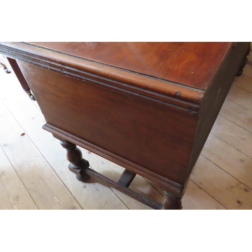 674 - Walnut Lift Up Chest Cabinet on Turned Supports Approximately 3ft 6 Inches Wide