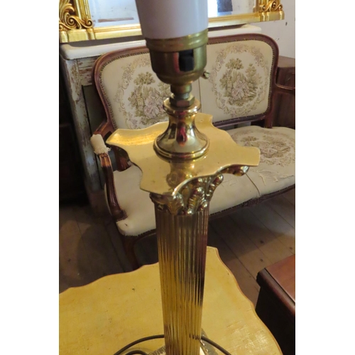 675 - Cast Brass Corinthian Column Form Table Lamp Electrified Working Order Approximately 22 Inches High