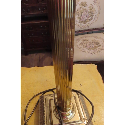 675 - Cast Brass Corinthian Column Form Table Lamp Electrified Working Order Approximately 22 Inches High