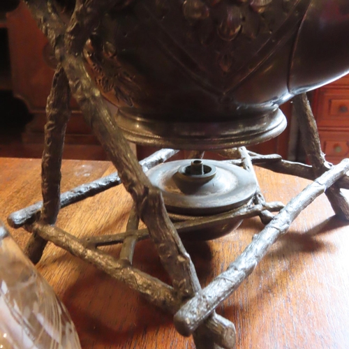 679 - Antique Silver Plated Cut Crystal Claret Jug and Silver Plated Kettle on Stand Two Pieces in Lot