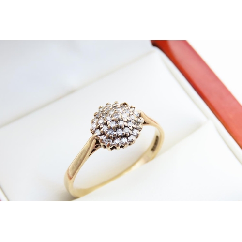 68 - Diamond Cluster Ring Mounted on 9 Carat Yellow Gold Band Ring Size S and a Half