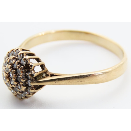 68 - Diamond Cluster Ring Mounted on 9 Carat Yellow Gold Band Ring Size S and a Half