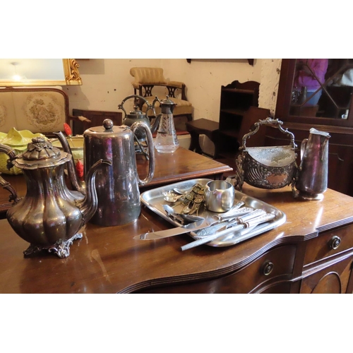 681 - Quantity of Various Silver Plate Including Large Hotel Teapot and Others Including Carving Set etc