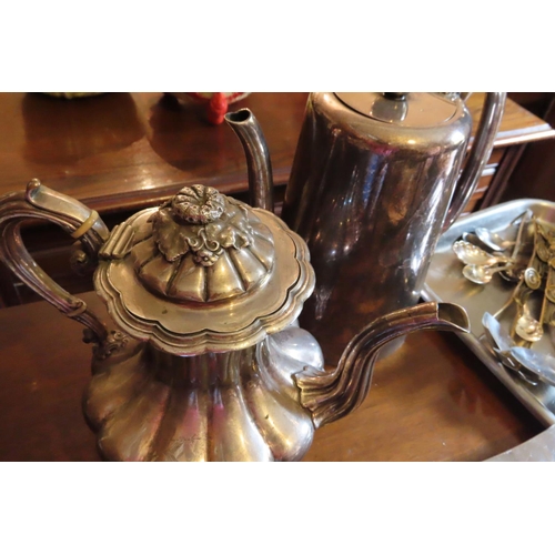 681 - Quantity of Various Silver Plate Including Large Hotel Teapot and Others Including Carving Set etc