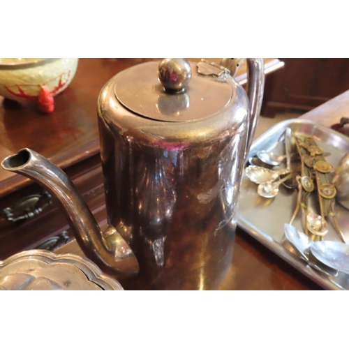 681 - Quantity of Various Silver Plate Including Large Hotel Teapot and Others Including Carving Set etc