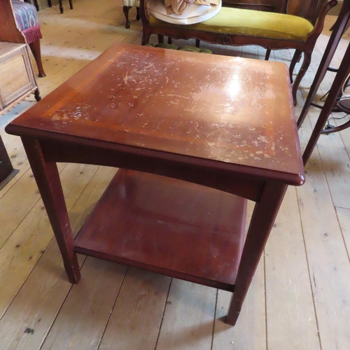 686 - Mahogany Square Form Occasional Table with Undertier Approximately 18 Inches Square