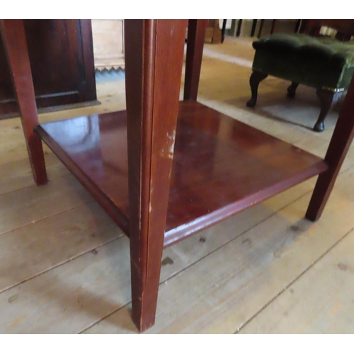 686 - Mahogany Square Form Occasional Table with Undertier Approximately 18 Inches Square