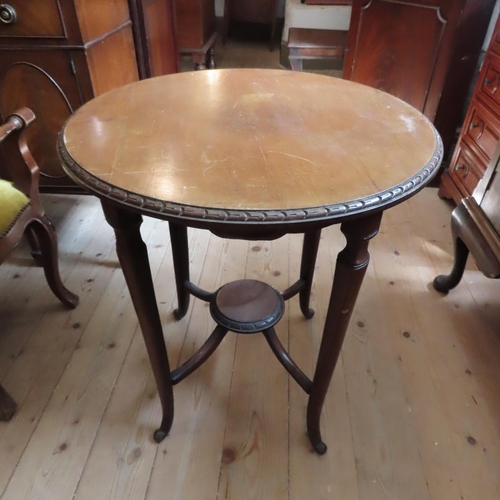 690 - Edwardian Mahogany Circular Form Occasional Table with Undertier Shaped Supports Approximately 20 In... 