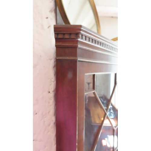 692 - Figured Mahogany Astral Glazed Corner Cabinet Single Door Above Cupboard Base Approximately 6ft 6 In... 