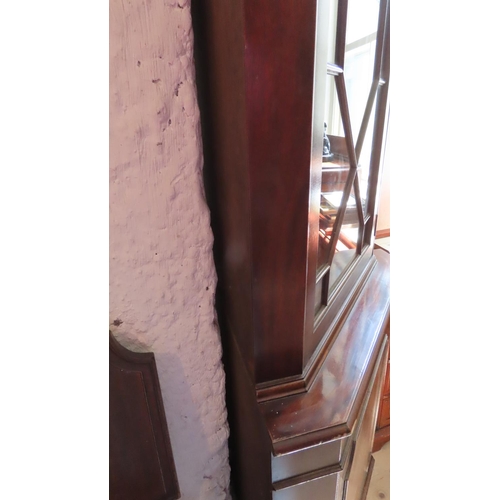 692 - Figured Mahogany Astral Glazed Corner Cabinet Single Door Above Cupboard Base Approximately 6ft 6 In... 