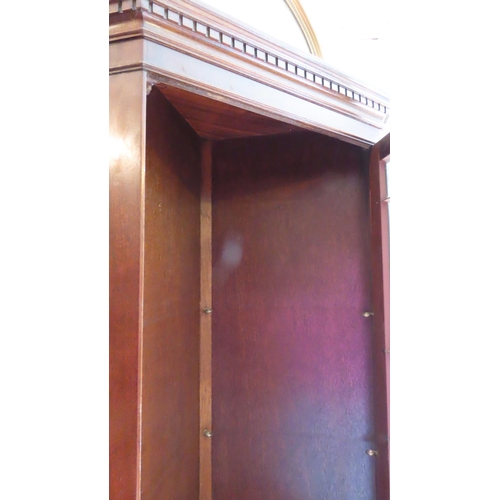 692 - Figured Mahogany Astral Glazed Corner Cabinet Single Door Above Cupboard Base Approximately 6ft 6 In... 