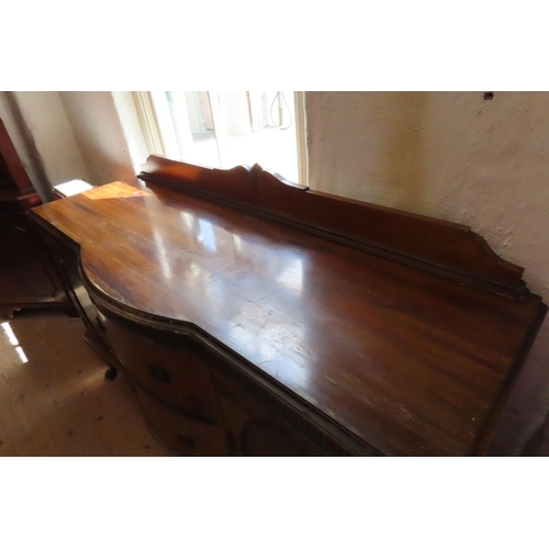 695 - Edwardian Mahogany Bow Front Sideboard Two Drawers to Center Section Two Cupboard Doors Above Queen ... 