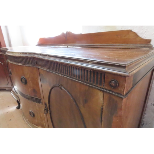 695 - Edwardian Mahogany Bow Front Sideboard Two Drawers to Center Section Two Cupboard Doors Above Queen ... 