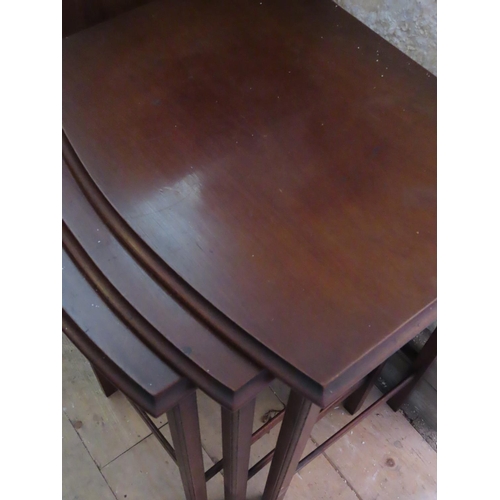 703 - Graduated Set of Three Edwardian Mahogany Occasional Tables Each Bow Front Largest Approximately 22 ... 