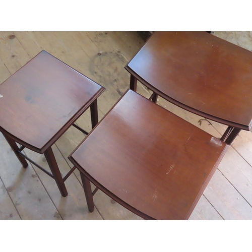 703 - Graduated Set of Three Edwardian Mahogany Occasional Tables Each Bow Front Largest Approximately 22 ... 