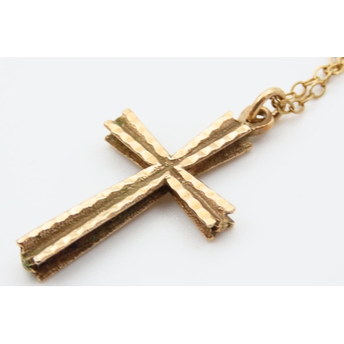 73 - 9 Carat Yellow Gold Crucifix Mounted on 9 Carat Yellow Gold Chain 44cm Long