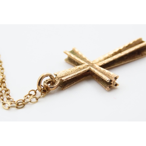 73 - 9 Carat Yellow Gold Crucifix Mounted on 9 Carat Yellow Gold Chain 44cm Long