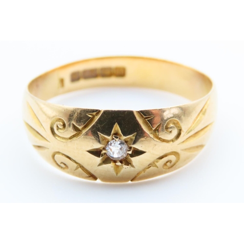 83 - Diamond Inset 18 Carat Yellow Gold Ladies Ring Size O