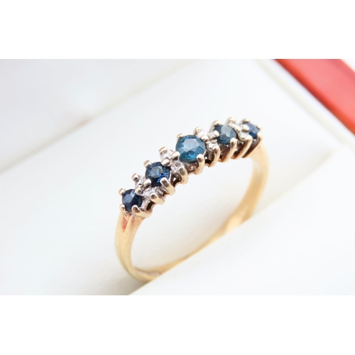 86 - Sapphire Five Stone 9 Carat Yellow Gold Band Ring Size M