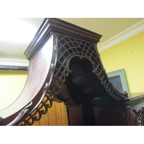 646 - Imposing Victorian Cabinet Marquetry Decoration Well Carved Supports Approximately 5ft Wide x 6ft 10... 