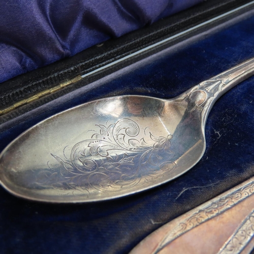 101 - Silver Presentation Fork and Spoon Contained within Original Presentation Case Each 16cm Long