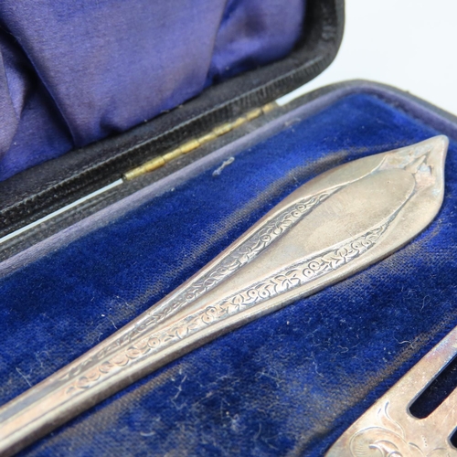 101 - Silver Presentation Fork and Spoon Contained within Original Presentation Case Each 16cm Long