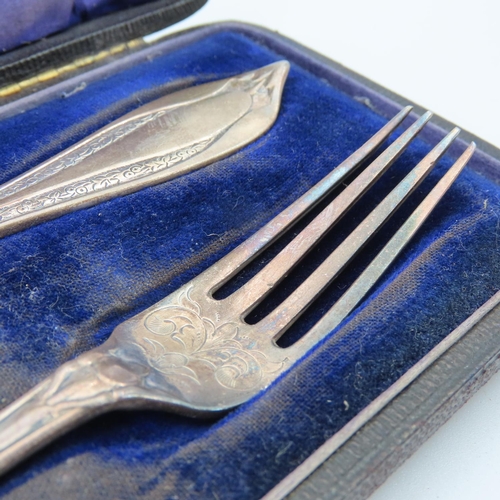 101 - Silver Presentation Fork and Spoon Contained within Original Presentation Case Each 16cm Long