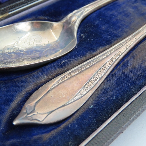 101 - Silver Presentation Fork and Spoon Contained within Original Presentation Case Each 16cm Long