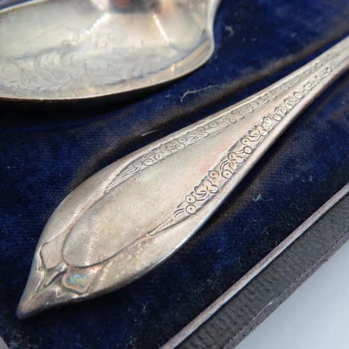 101 - Silver Presentation Fork and Spoon Contained within Original Presentation Case Each 16cm Long