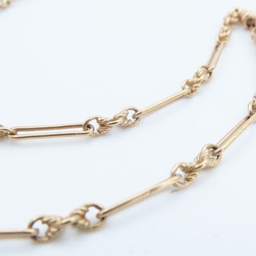 102 - Albert Chain Form 9 Carat Yellow Gold Ladies Necklace Attractively Detailed 44cm Long