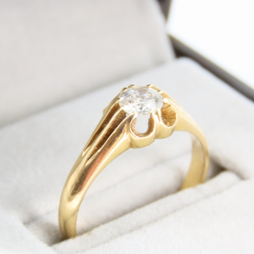 106 - 18 Carat Yellow Gold Diamond Solitaire Ring Size P and a Half Diamond Approximately .8 Carat