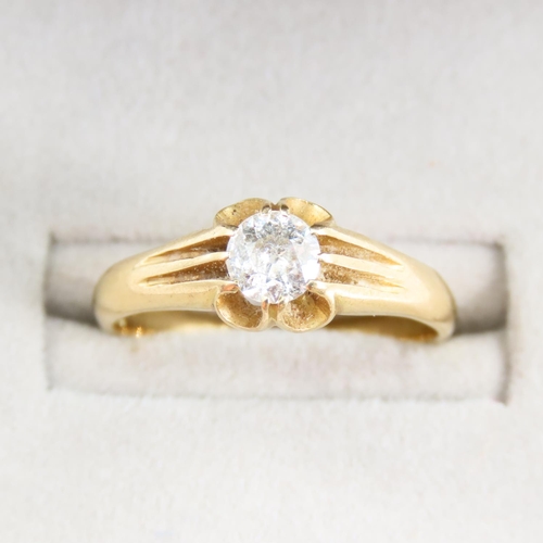 106 - 18 Carat Yellow Gold Diamond Solitaire Ring Size P and a Half Diamond Approximately .8 Carat