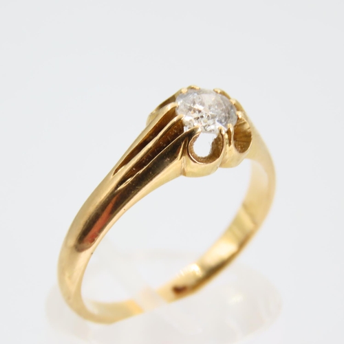 106 - 18 Carat Yellow Gold Diamond Solitaire Ring Size P and a Half Diamond Approximately .8 Carat