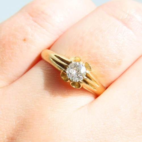 106 - 18 Carat Yellow Gold Diamond Solitaire Ring Size P and a Half Diamond Approximately .8 Carat