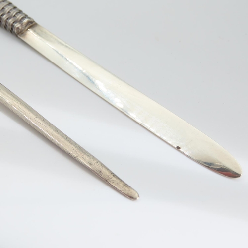 110 - Two Silver Letter Openers Attractively Detailed Latus Handle Each 16cm and 17cm Long