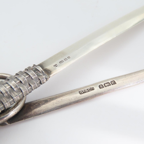 110 - Two Silver Letter Openers Attractively Detailed Latus Handle Each 16cm and 17cm Long