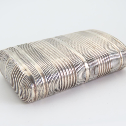 112 - Silver Snuff Box Concave Form with Coronet Insignia Hinge Cover 7cm Wide x 5cm Deep x 1.5cm High