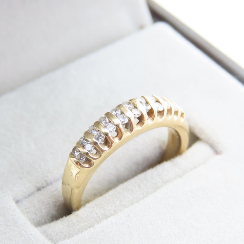 Diamond Band Ring Mounted on 18 Carat Yellow Gold Ring Size I and a Half